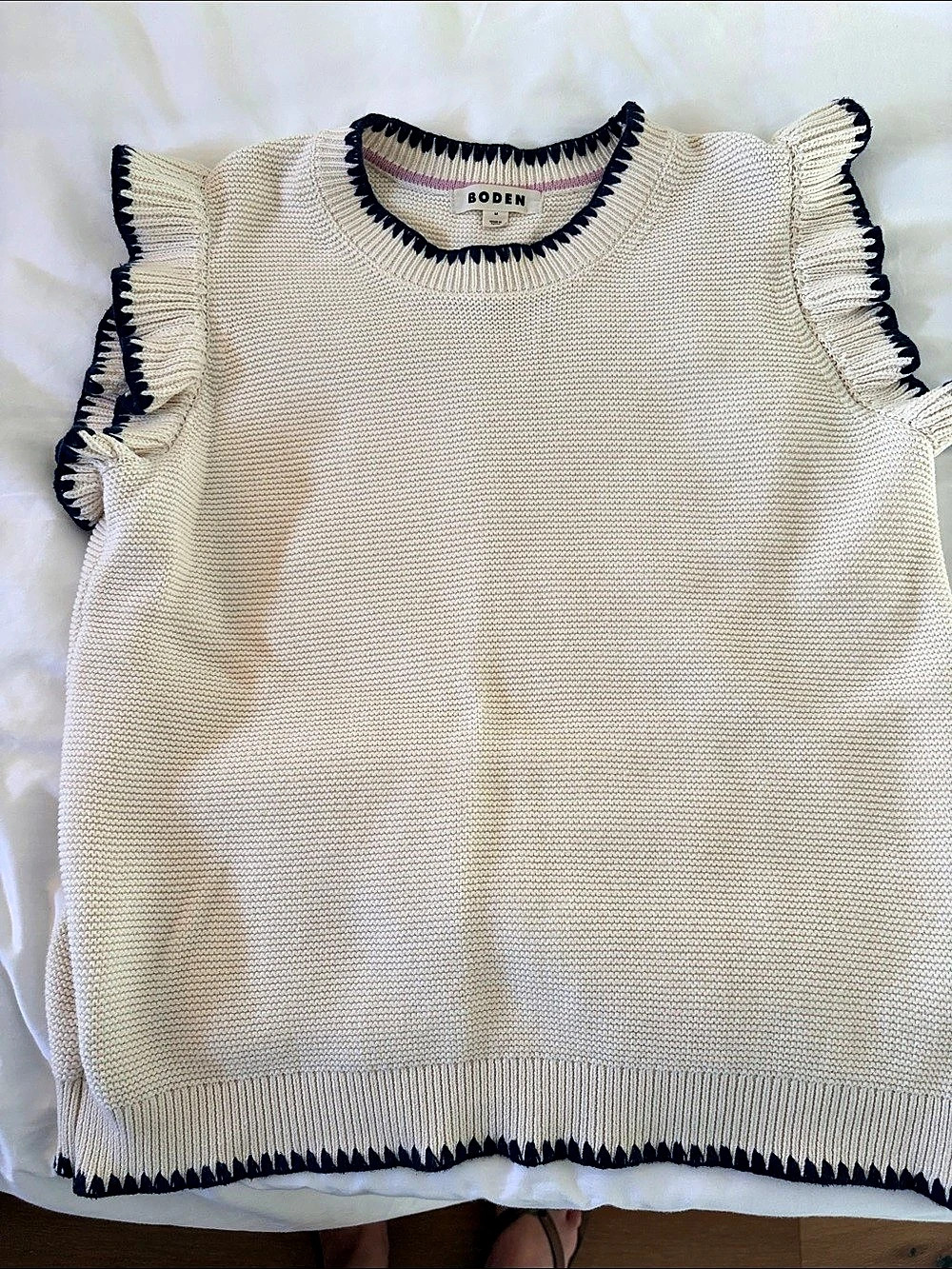 Boden Liz Knitted Tank Sweater in Cream